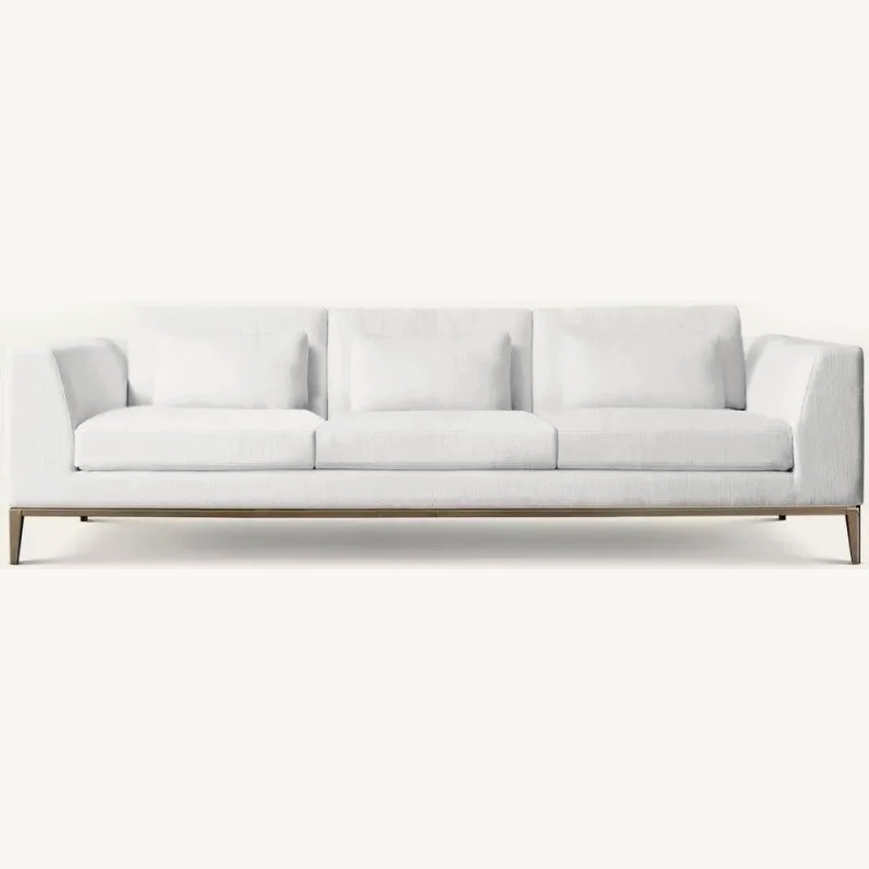 Italia Taper Arm 3-Seat Sofa - Metal Base