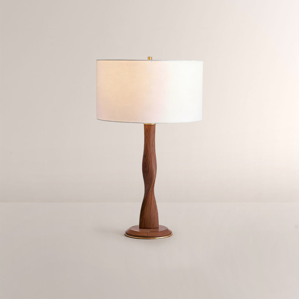 Jonie Wood Table Lamp with Shade for Living Room
