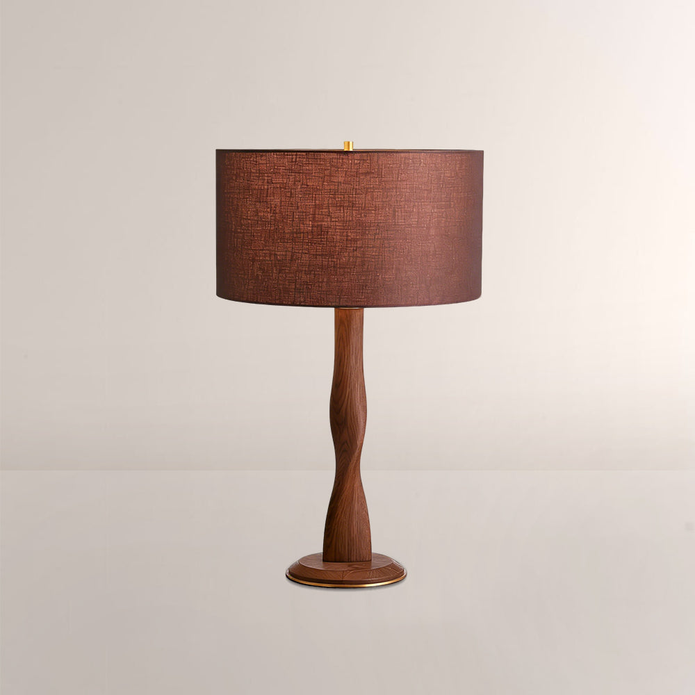 Jonie Wood Table Lamp with Shade for Living Room