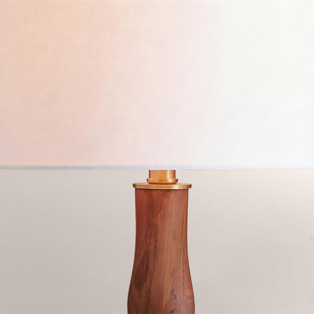 Jonie Wood Table Lamp with Shade for Living Room