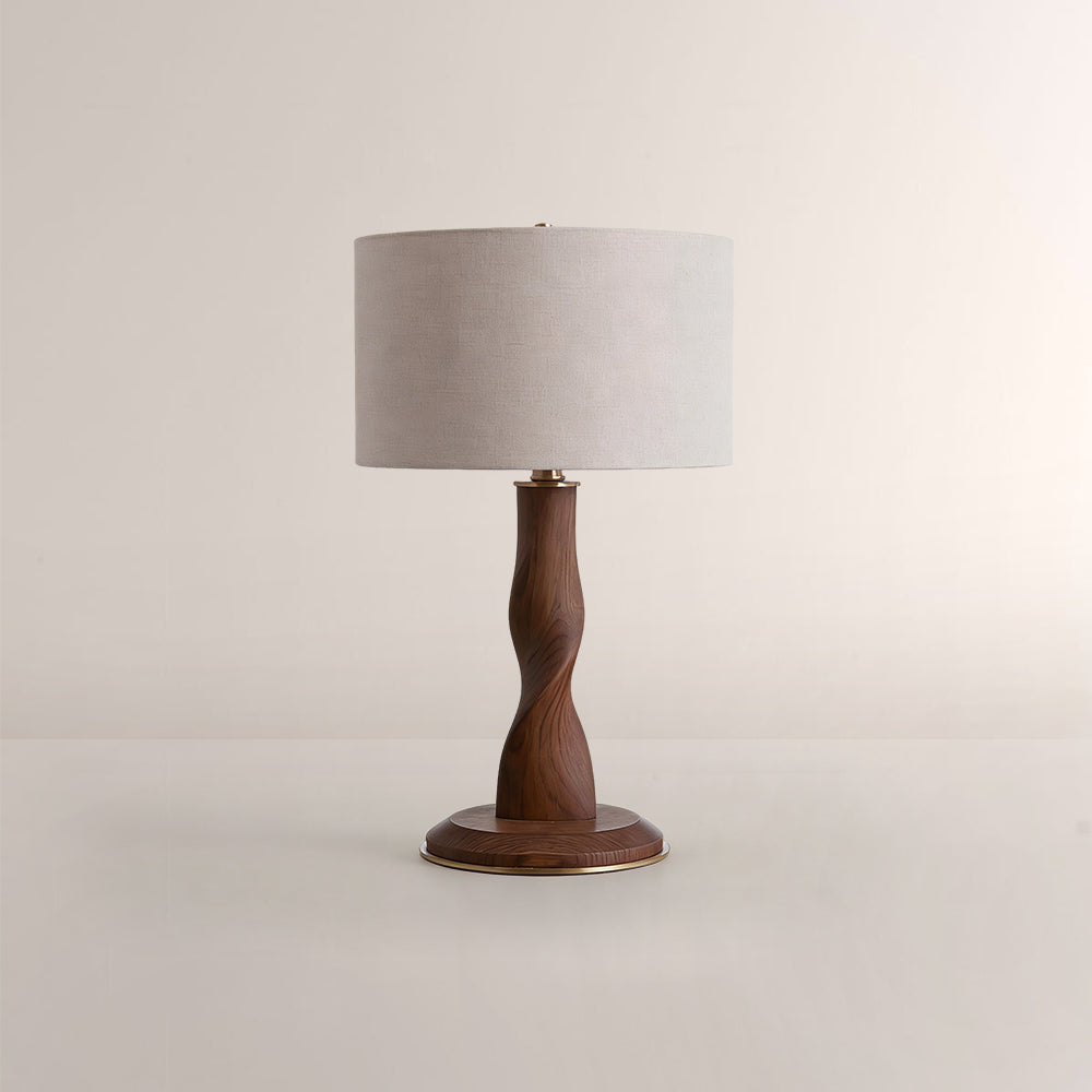 Jonie Wood Table Lamp with Shade for Living Room