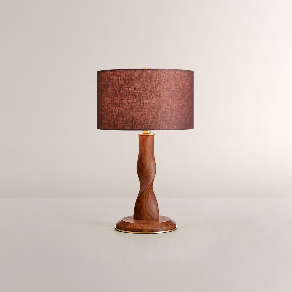 Jonie Wood Table Lamp with Shade for Living Room