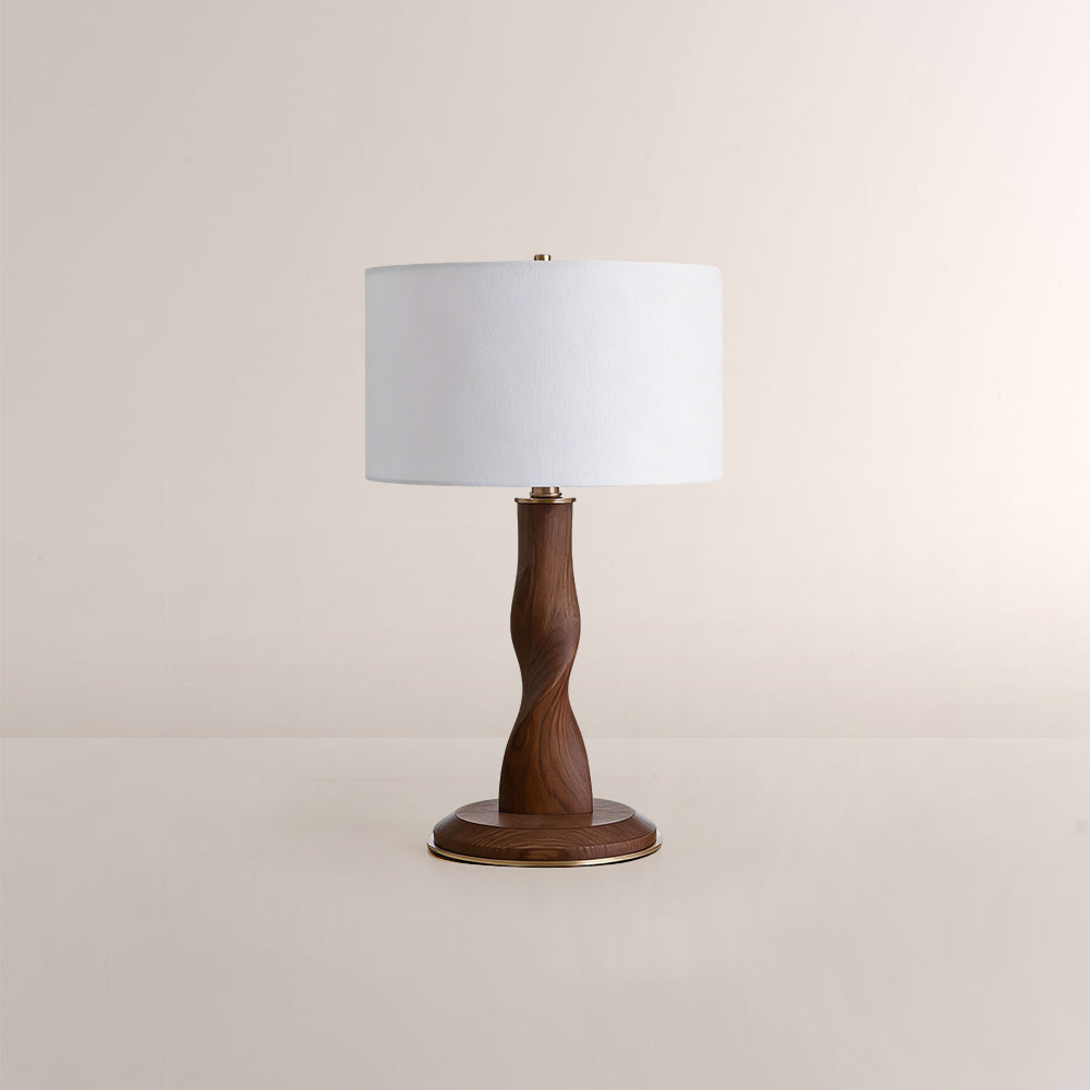 Jonie Wood Table Lamp with Shade for Living Room