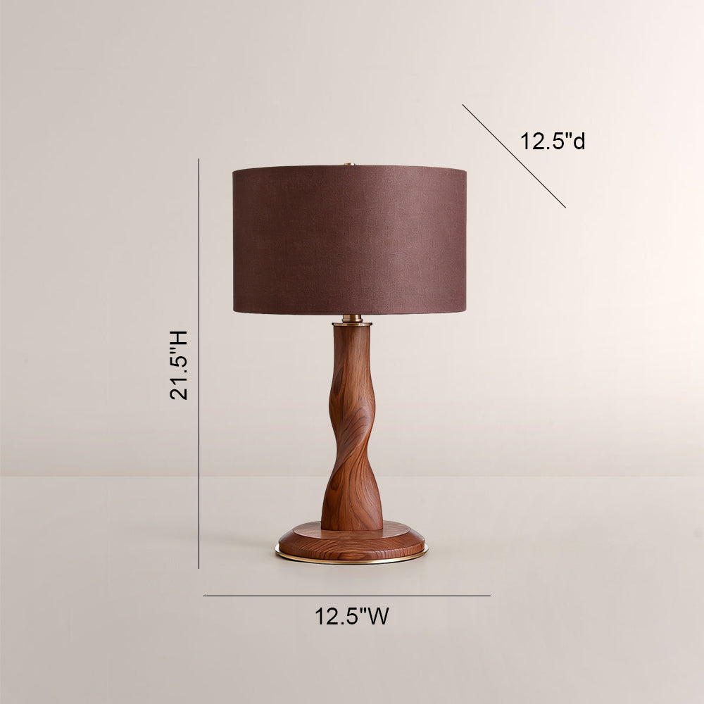 Jonie Wood Table Lamp with Shade for Living Room