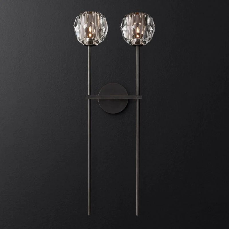 Kristina Clear Glass Double Grand Bathroom Wall Sconce
