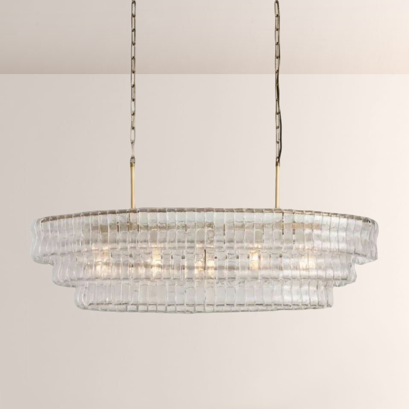 Lime Glass Oval Chandelier 54"W/65"W - thebelacan