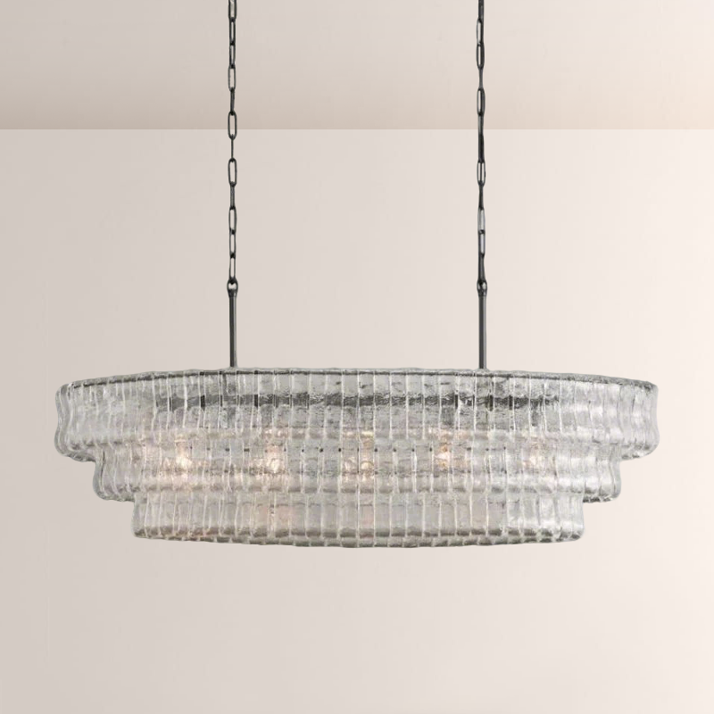 Lime Glass Oval Chandelier 54"W/65"W - thebelacan