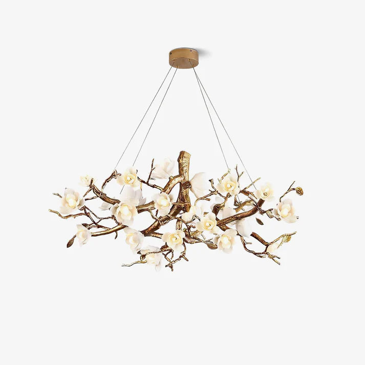 Lior Magnolia Branch & Porcelain Bloom Chandelier