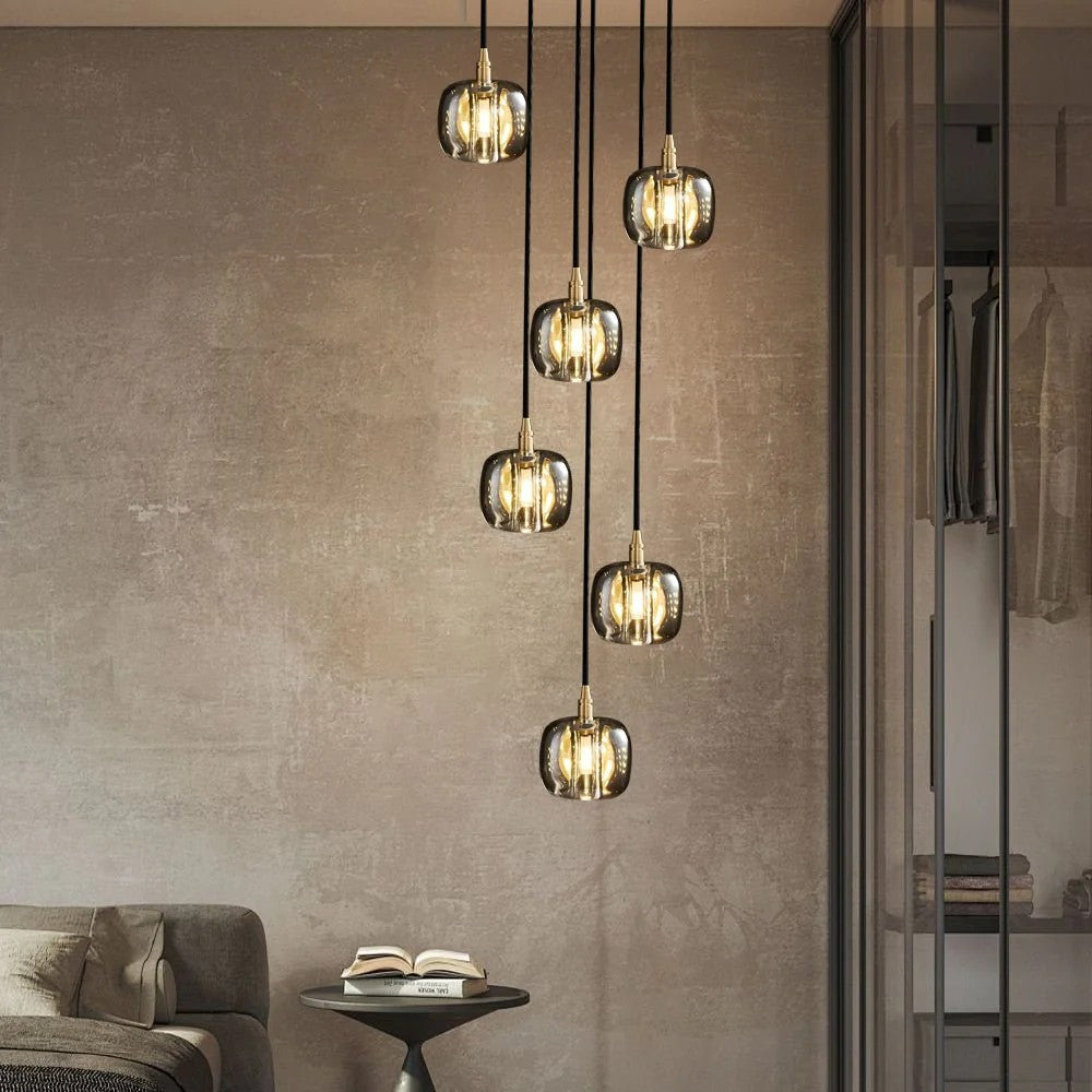 Tall Spiral Crystal Chandelier for Staircase