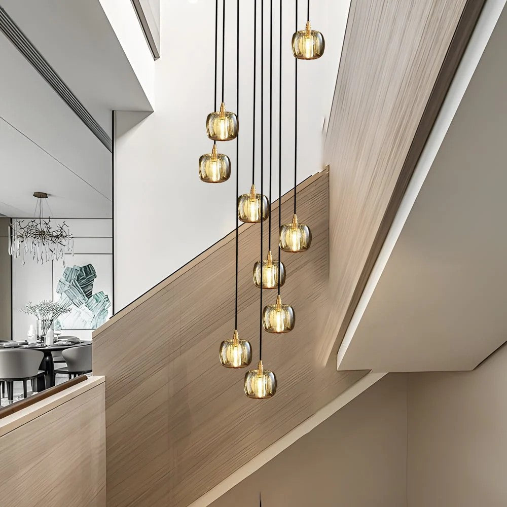 Tall Spiral Crystal Chandelier for Staircase