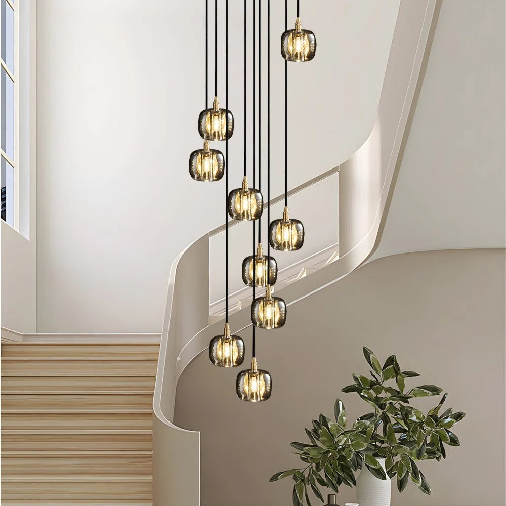 Tall Spiral Crystal Chandelier for Staircase