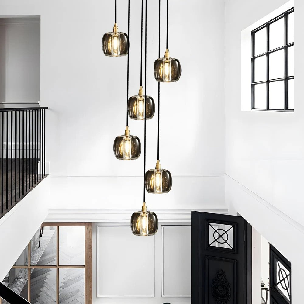 Tall Spiral Crystal Chandelier for Staircase