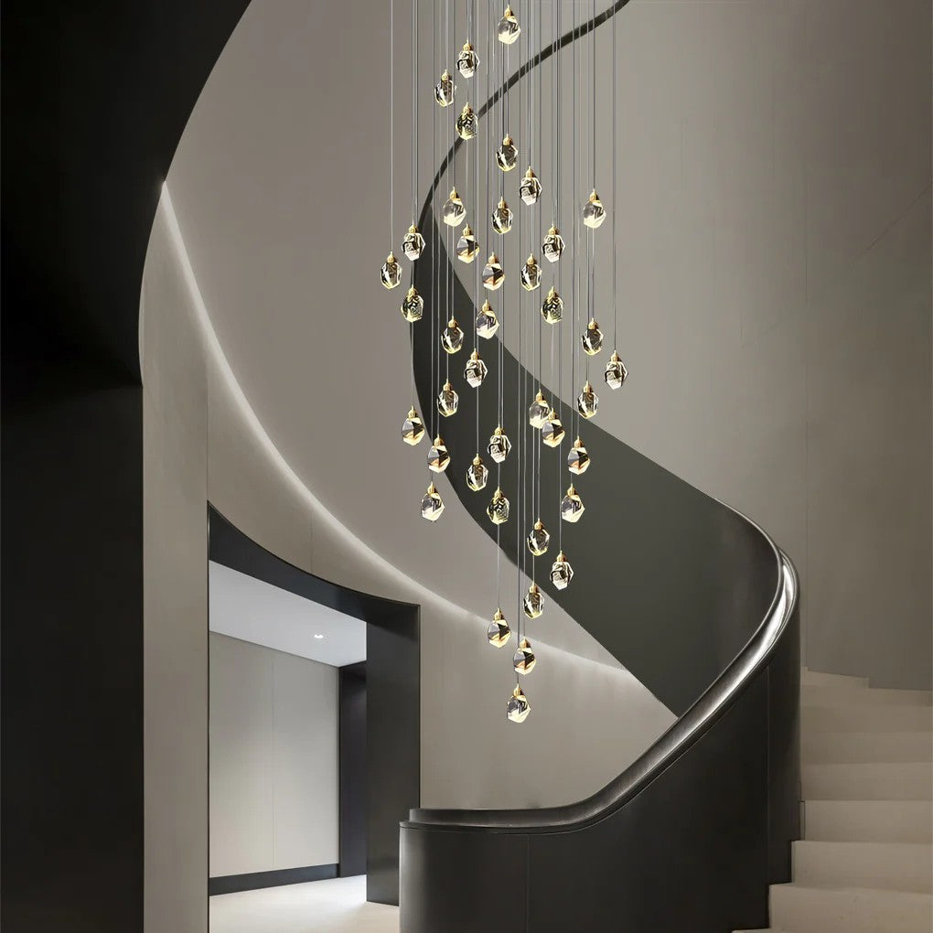 Modern Luxury Staircase Chandelier Spiral Crystal High Ceiling Light