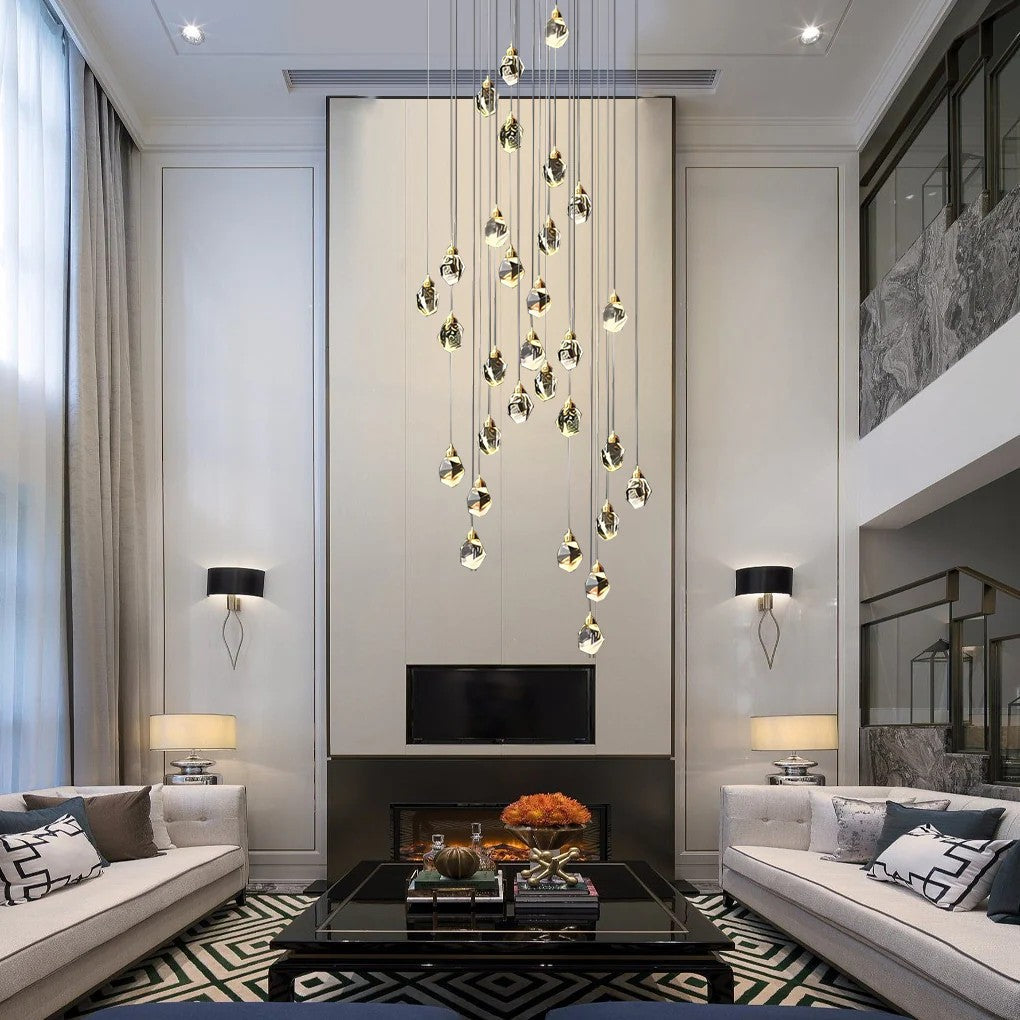 Modern Luxury Staircase Chandelier Spiral Crystal High Ceiling Light