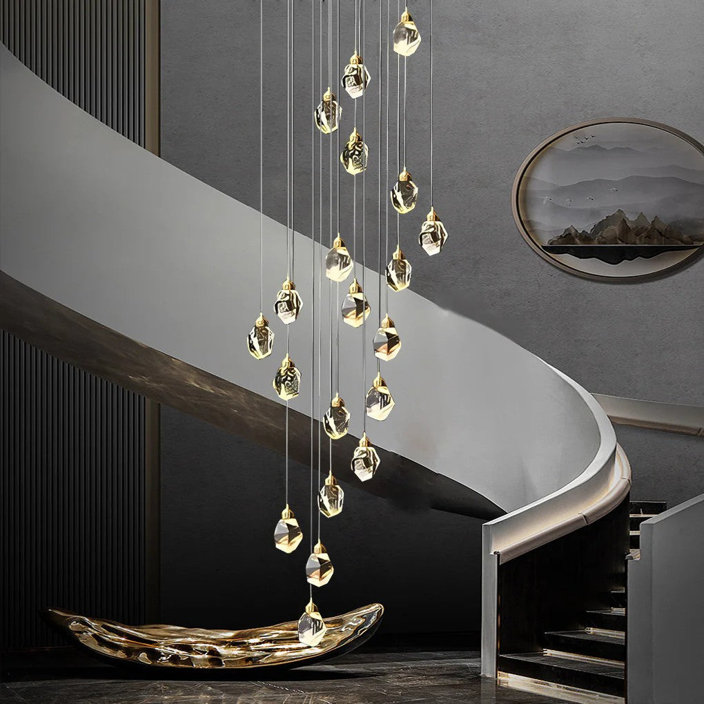 Modern Luxury Staircase Chandelier Spiral Crystal High Ceiling Light