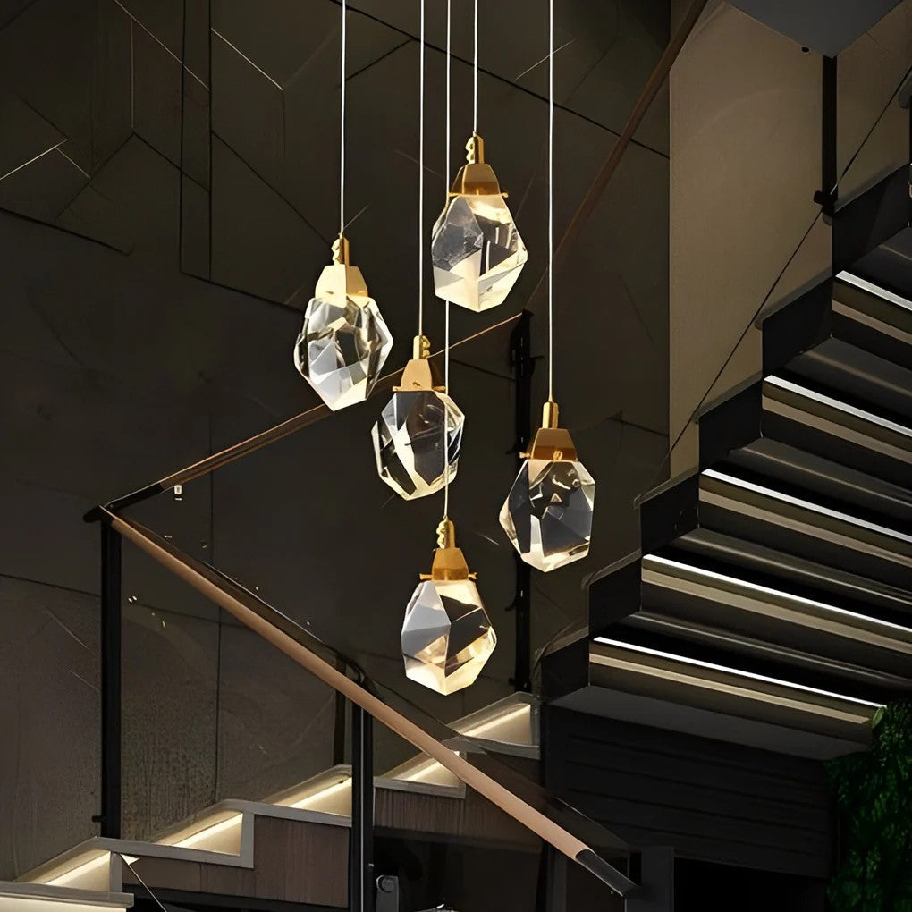 Modern Luxury Staircase Chandelier Spiral Crystal High Ceiling Light