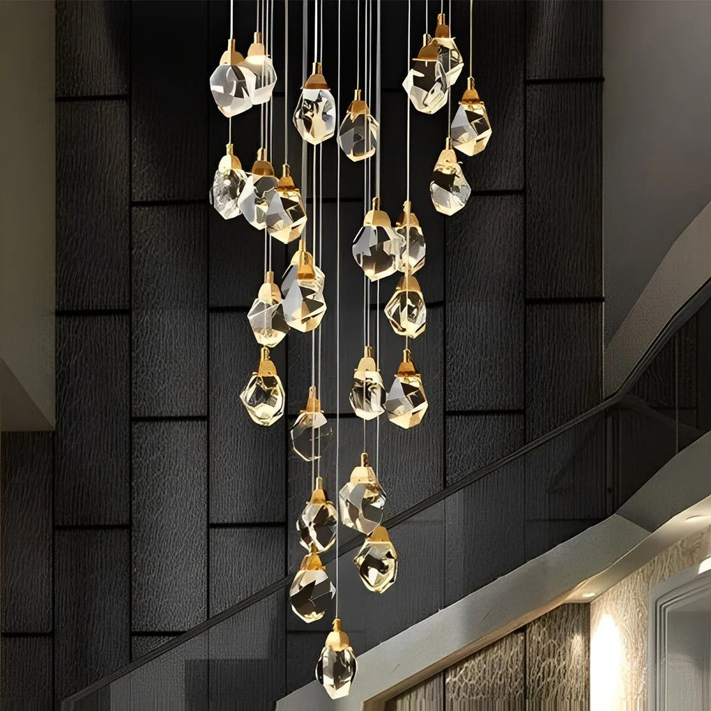 Modern Luxury Staircase Chandelier Spiral Crystal High Ceiling Light