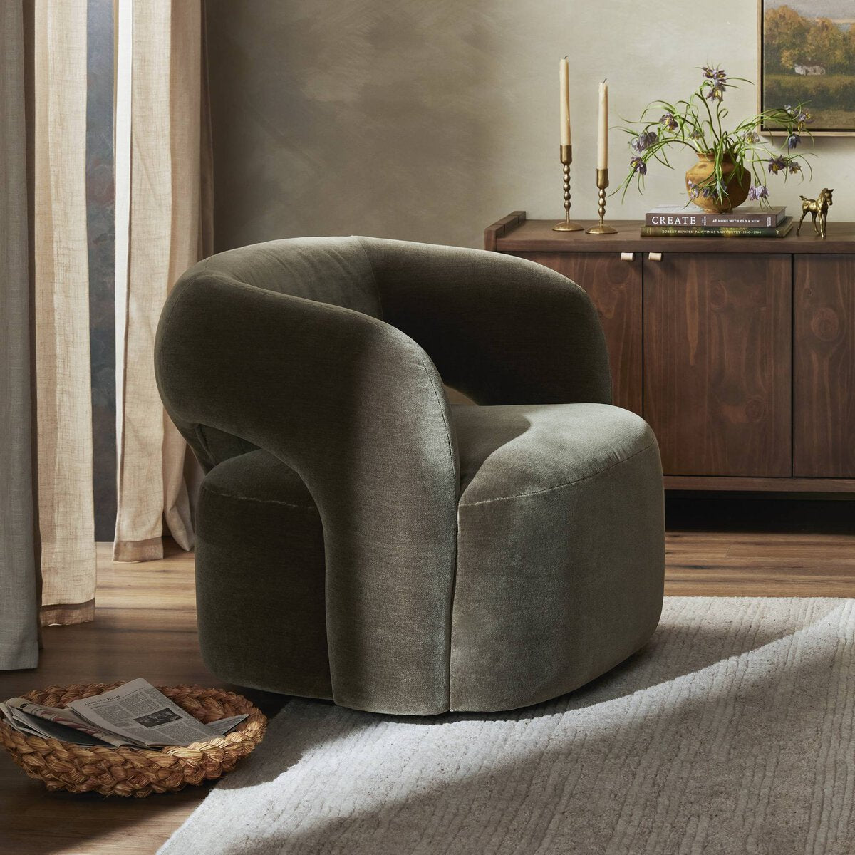 Rove Upholstered Swivel Accent Chair