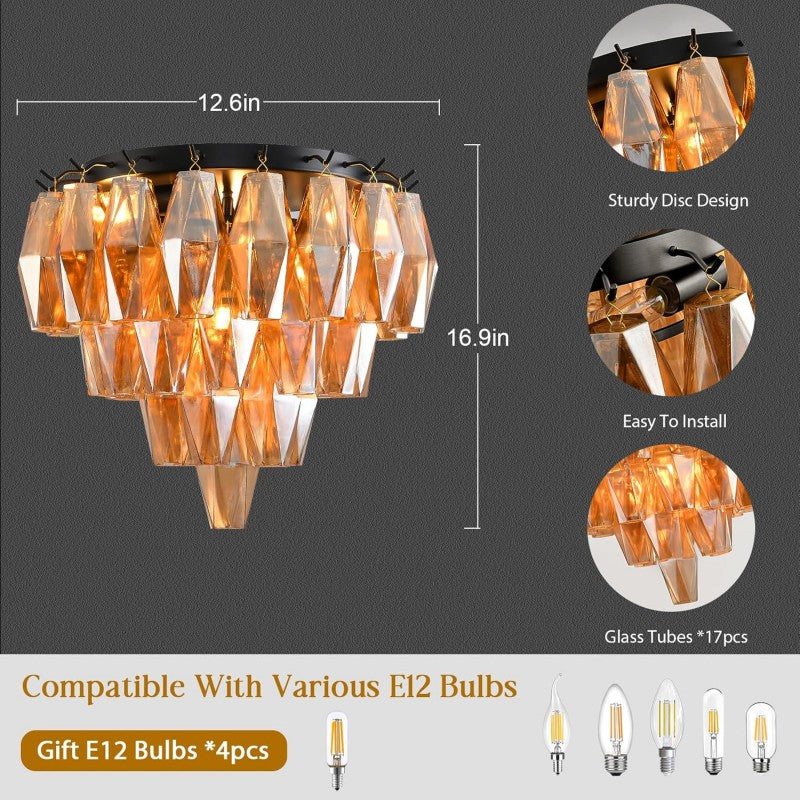 Modern Evelyn Glass Flush Mount