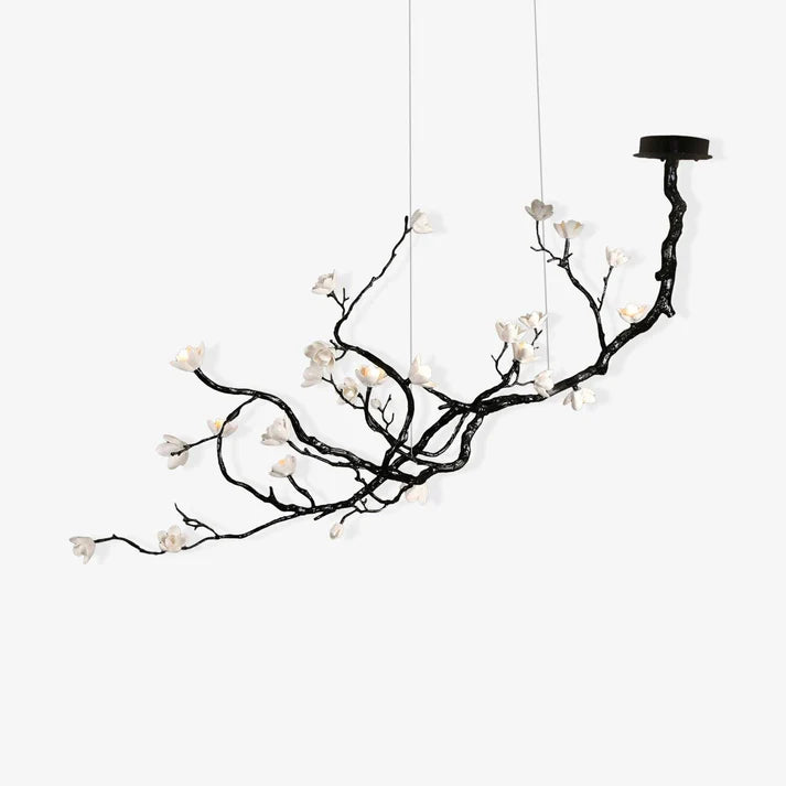 Noir Magnolia Branch & Porcelain Bloom Chandelier