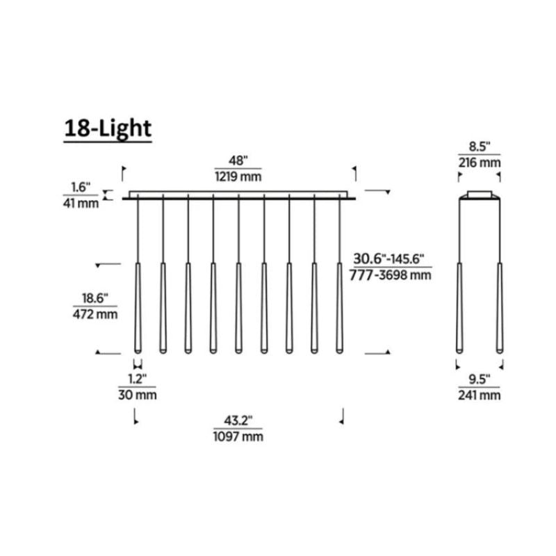 Noland 18-Light Linear Chandelier 48" - thebelacan