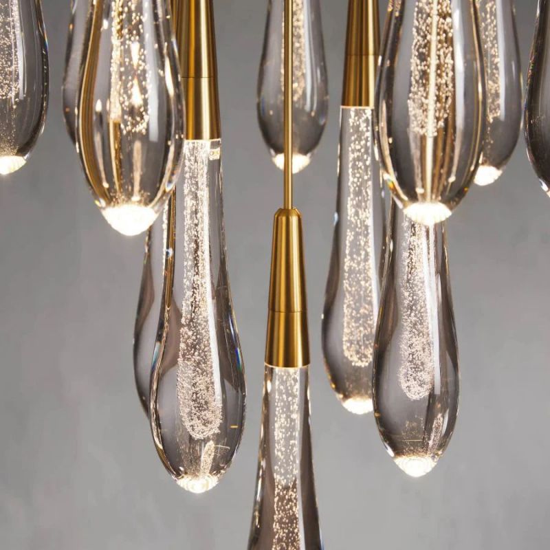 Raindrop Glass Round Solitaire Chandelier - thebelacan
