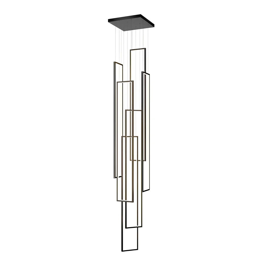  Aluminum Rectangular Frame LED Modern Duplex Stair Chandelier