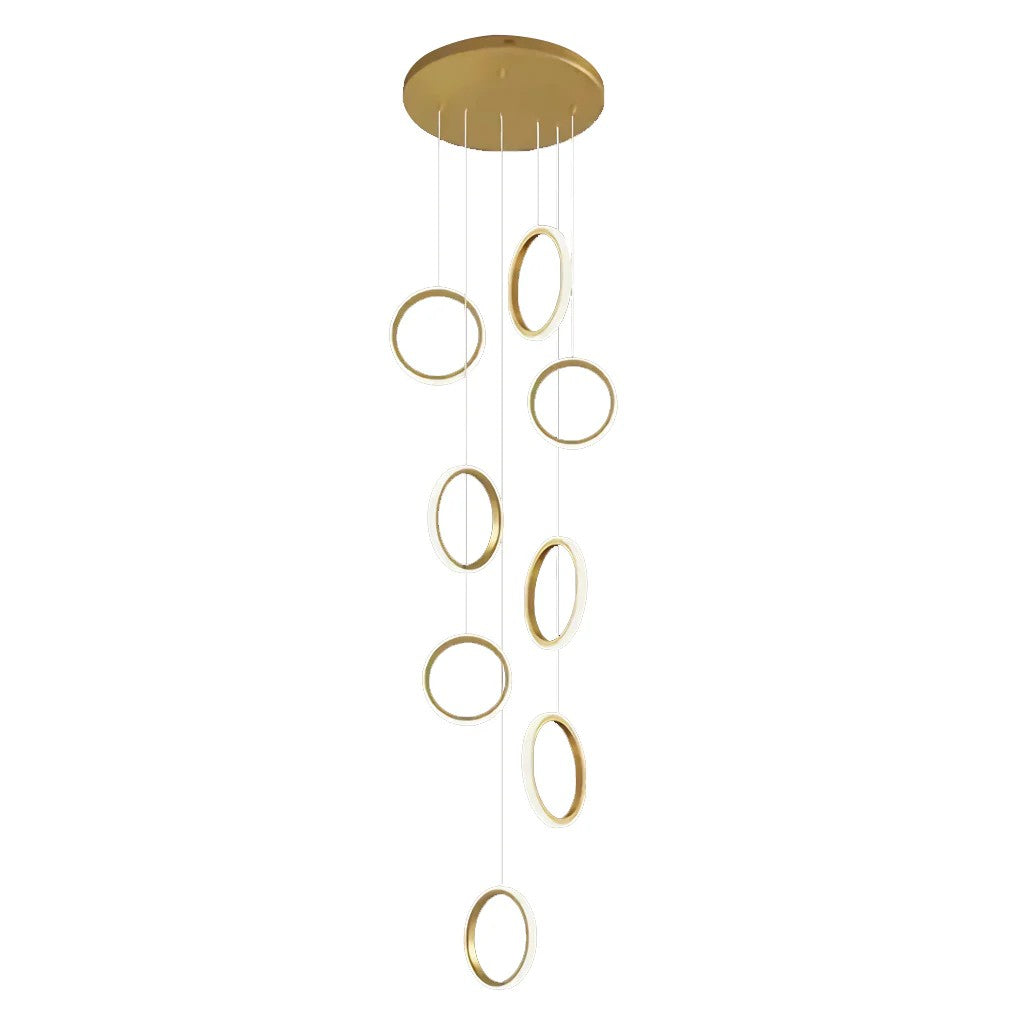 Ring Staircase Chandelier Light Gold LED Ceiling Light