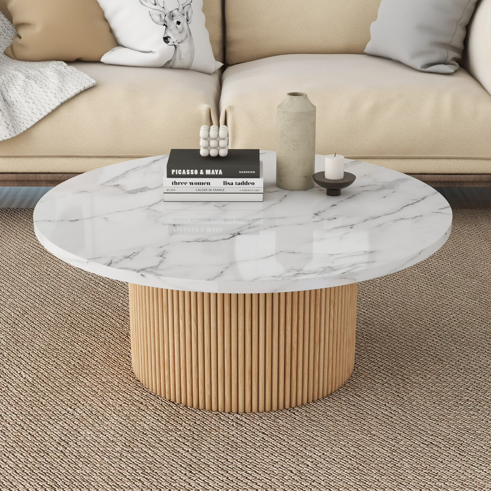 Riven Round Marble Coffee Table