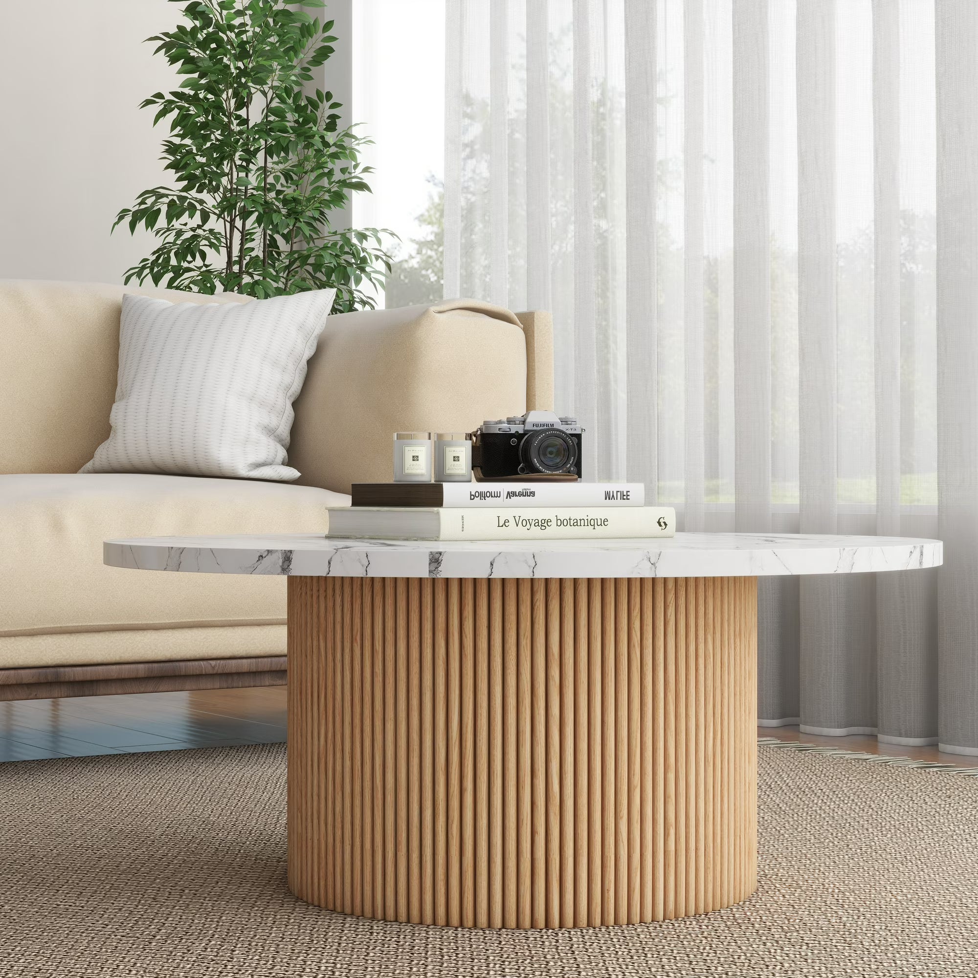 Riven Round Marble Coffee Table
