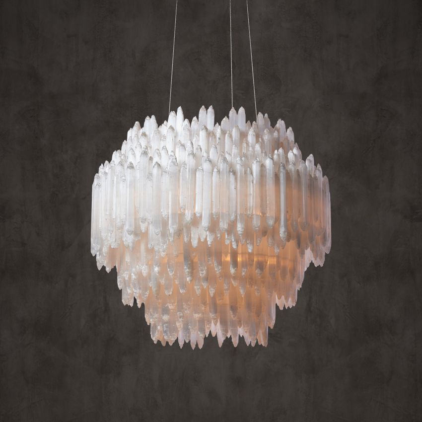 Selenite Round Layered Chandelier