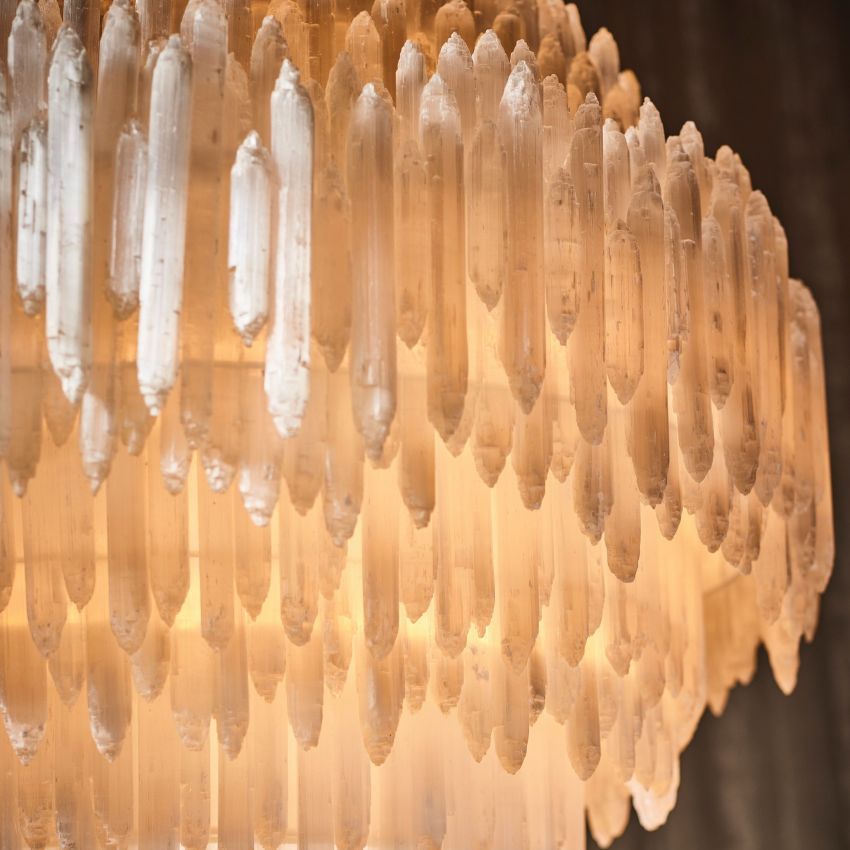 Selenite Round Layered Chandelier