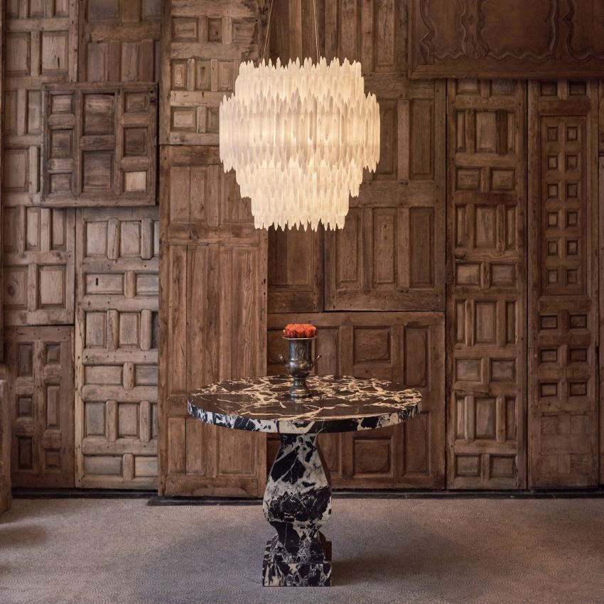 Selenite Round Layered Chandelier