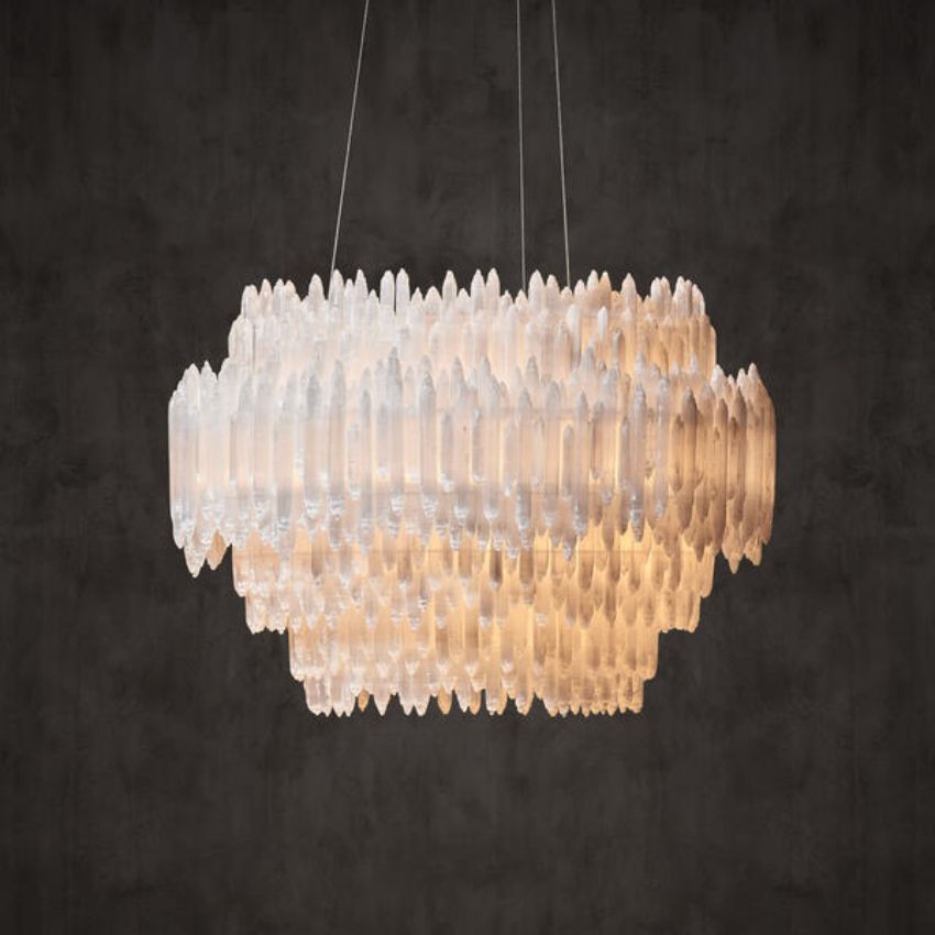 Selenite Round Layered Chandelier