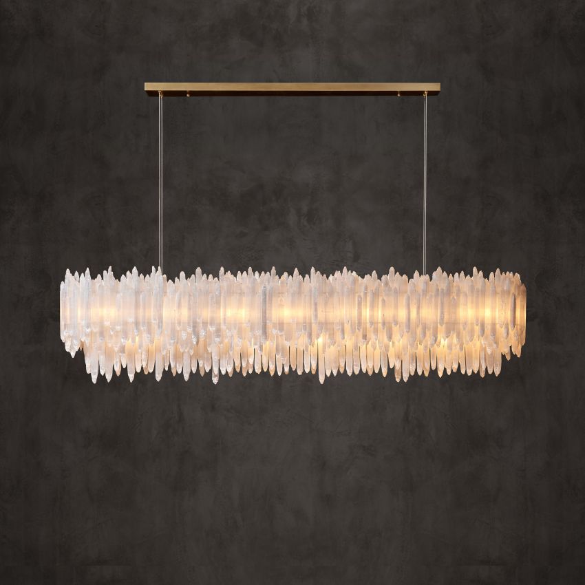 Selenite Rectangular Draped Chandelier