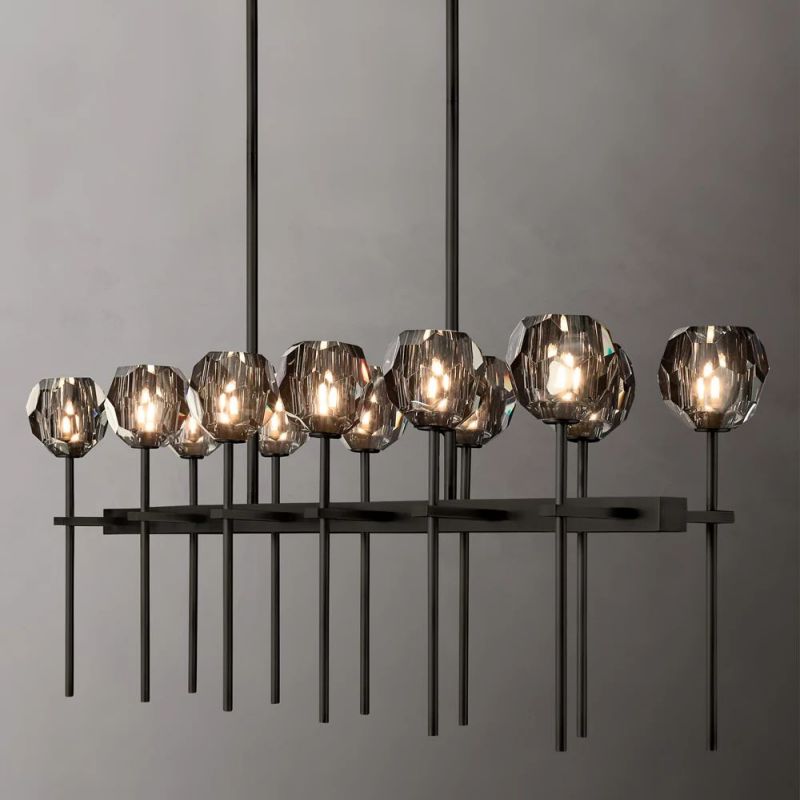 Kristina Glass Double Linear Chandelier 60''