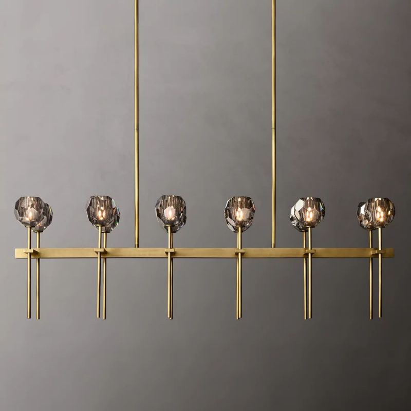 Kristina Glass Double Linear Chandelier 60''