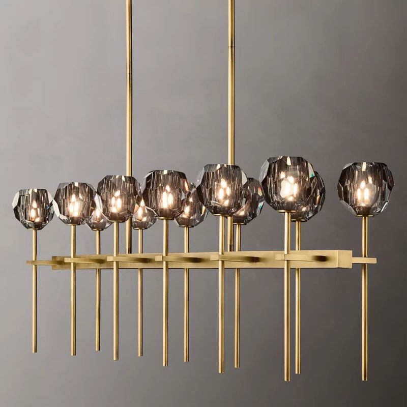 Kristina Glass Double Linear Chandelier 60''