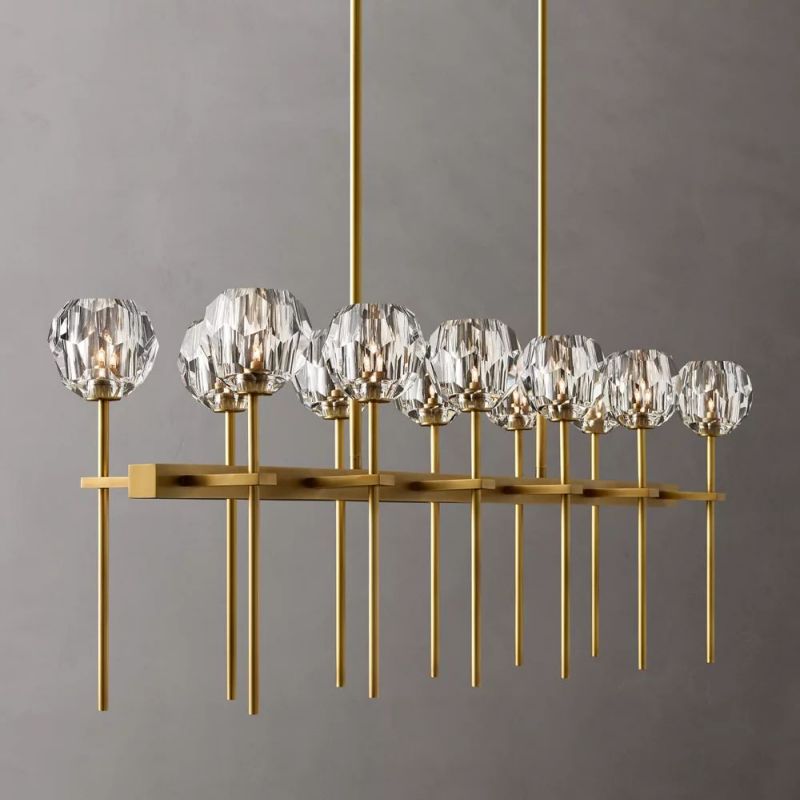 Kristina Glass Double Linear Chandelier 60''