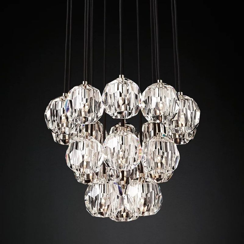 Kristina Glass Round Cluster Chandelier 19''