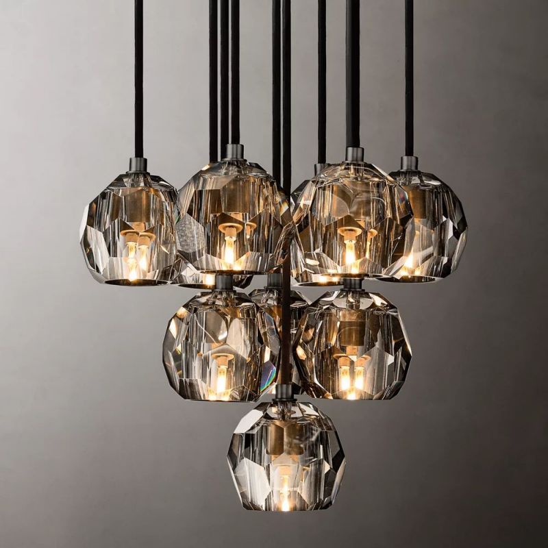 Kristina Glass Round Cluster Chandelier 14''