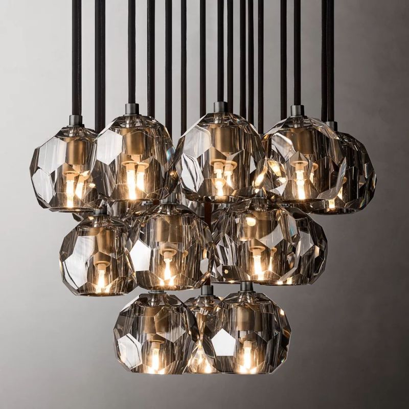 Kristina Glass Round Cluster Chandelier 19''
