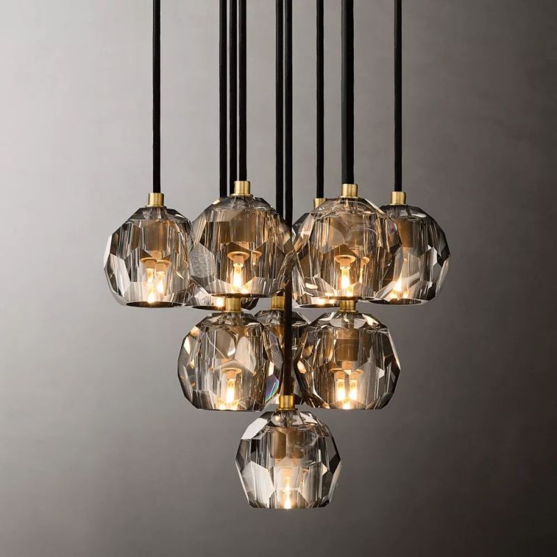 Kristina Glass Round Cluster Chandelier 14''