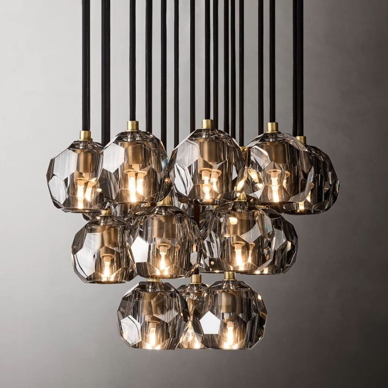 Kristina Glass Round Cluster Chandelier 19''