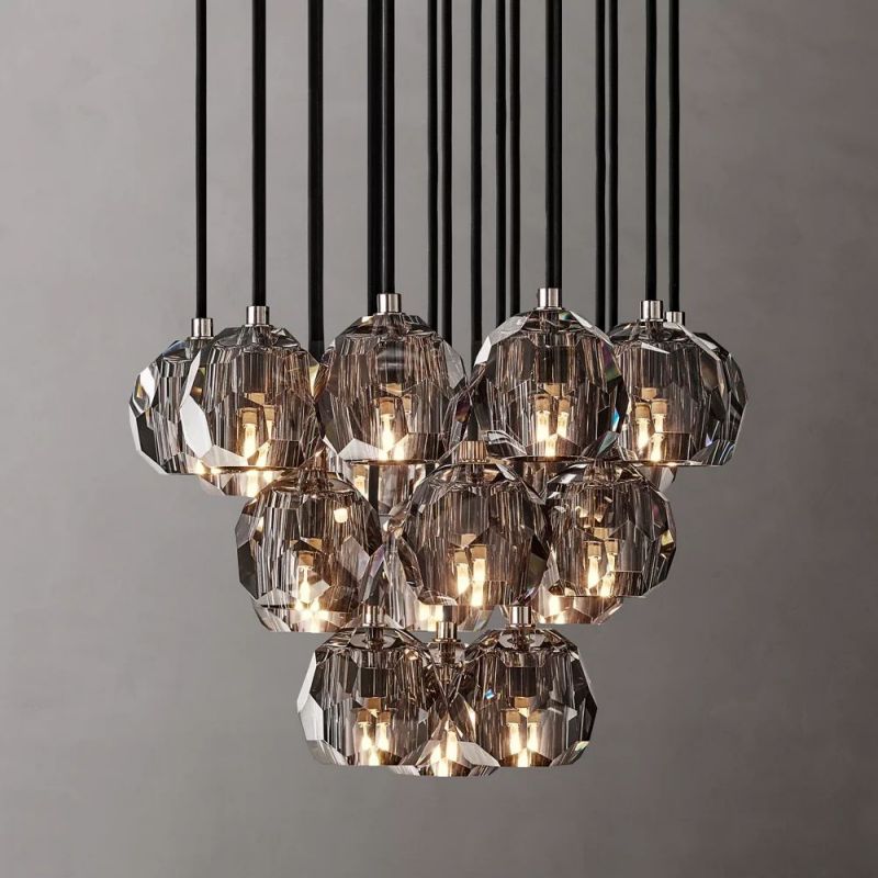 Kristina Glass Round Cluster Chandelier 19''