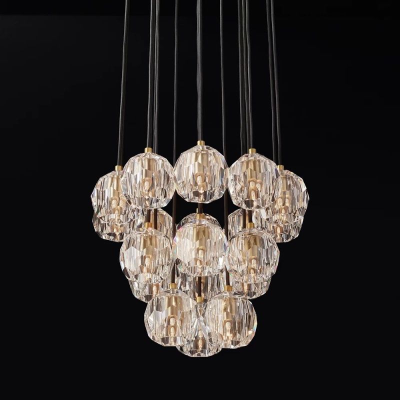 Kristina Glass Round Cluster Chandelier 19''