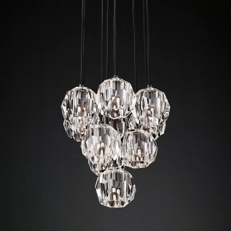 Kristina Glass Round Cluster Chandelier 14''