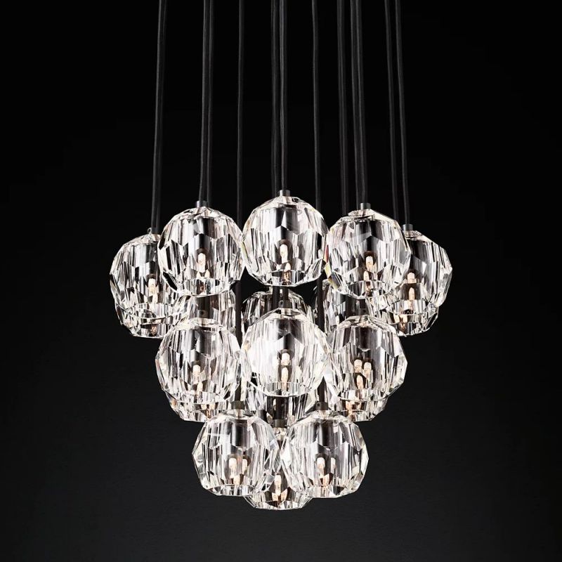 Kristina Glass Round Cluster Chandelier 19''