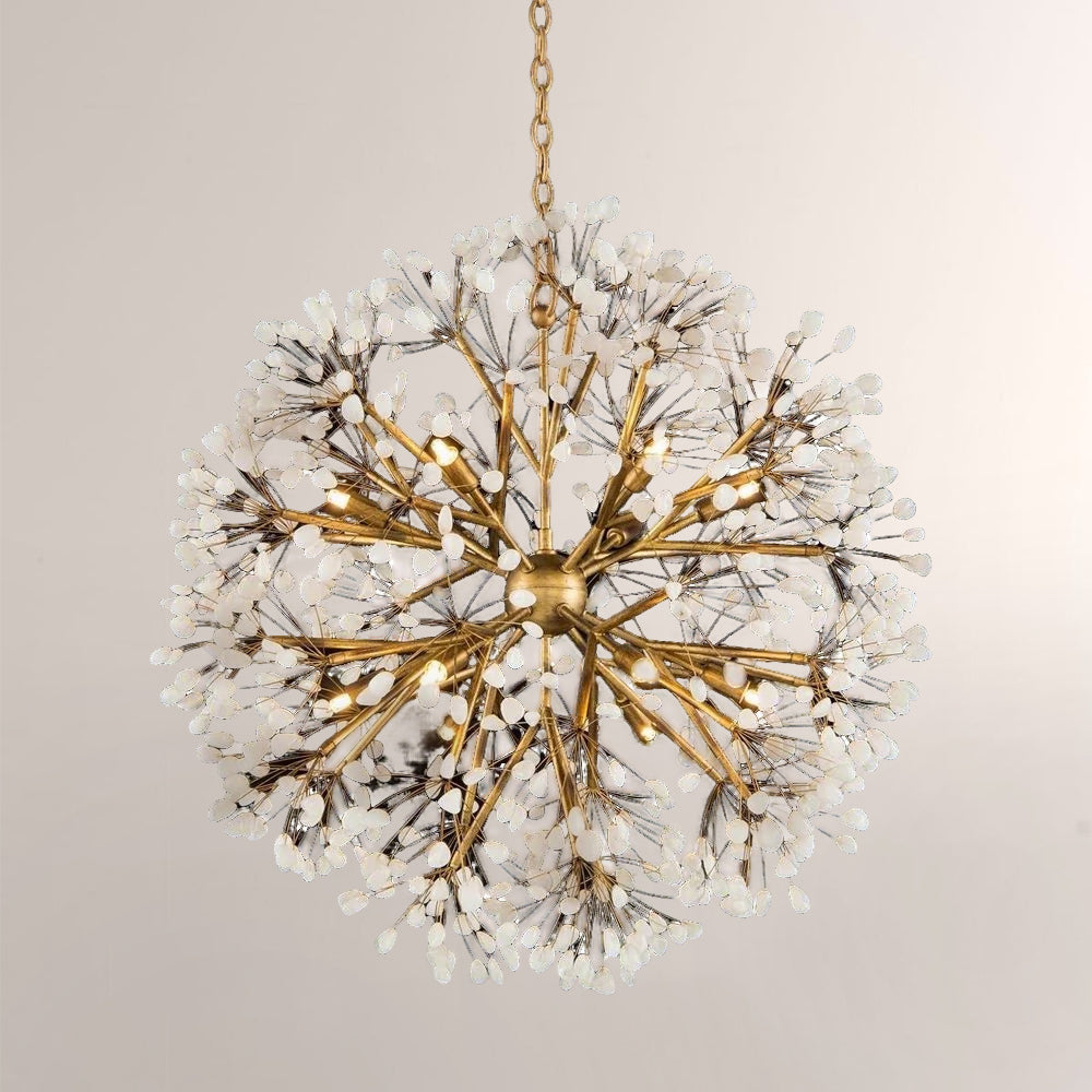 Spherical Twelve-Light Quartz Chandelier