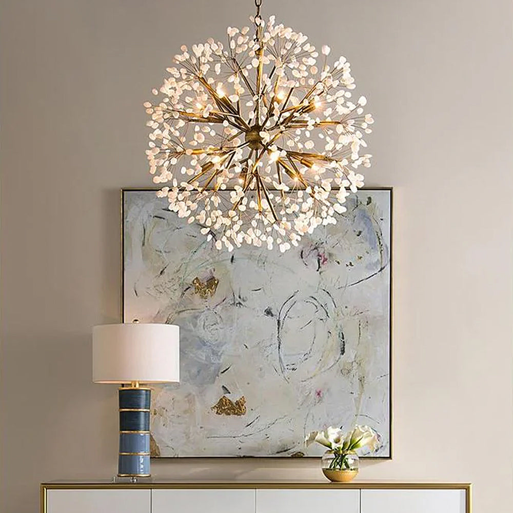 Spherical Twelve-Light Quartz Chandelier
